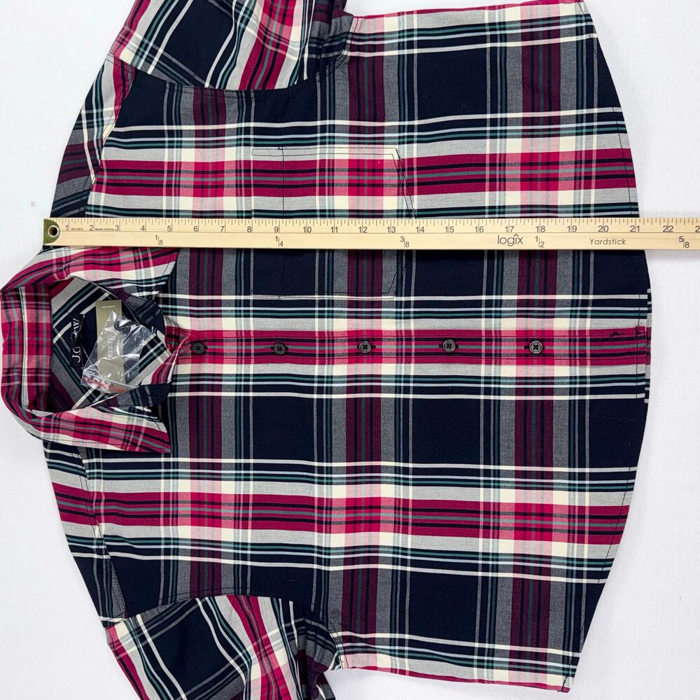 J Crew Cropped Tartan Plaid Button Down Shirt Women's Medium Black Red - Picture 15 of 15
